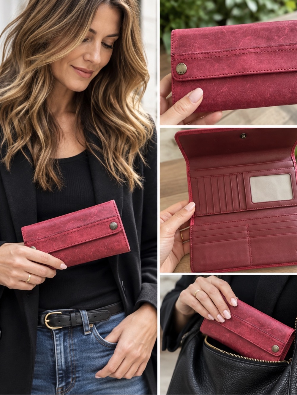 NWT FRYE Melissa Snap Wallet Sangria Leather